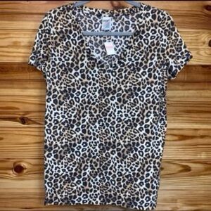 victoria’s secret PINK cheetah print vneck top extra small NEW